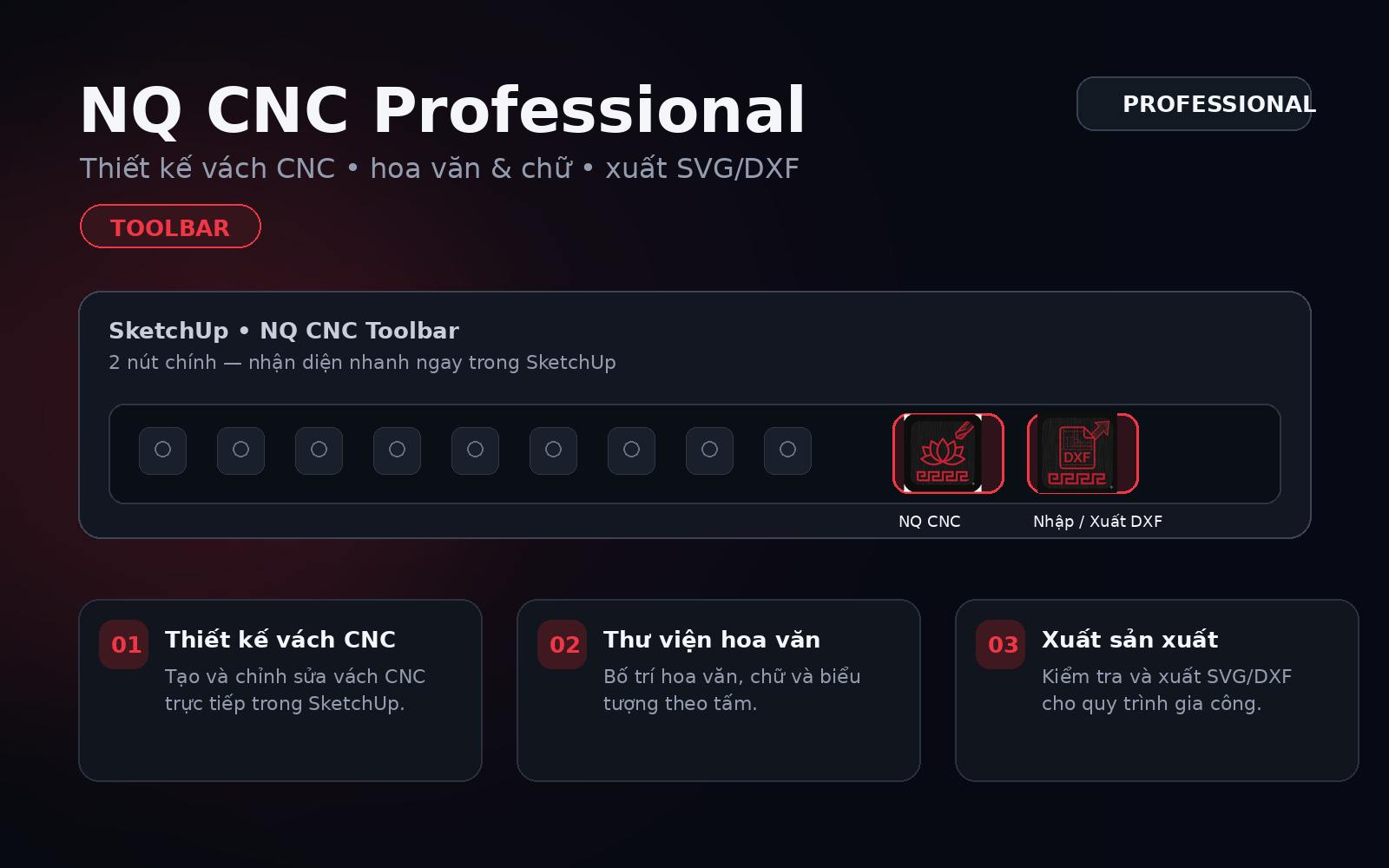 NQ CNC Professional – toolbar SketchUp